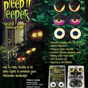 NEW Halloween Peep n' Peepers Set of 3 Spooky Flashing Eyes w/ Timer